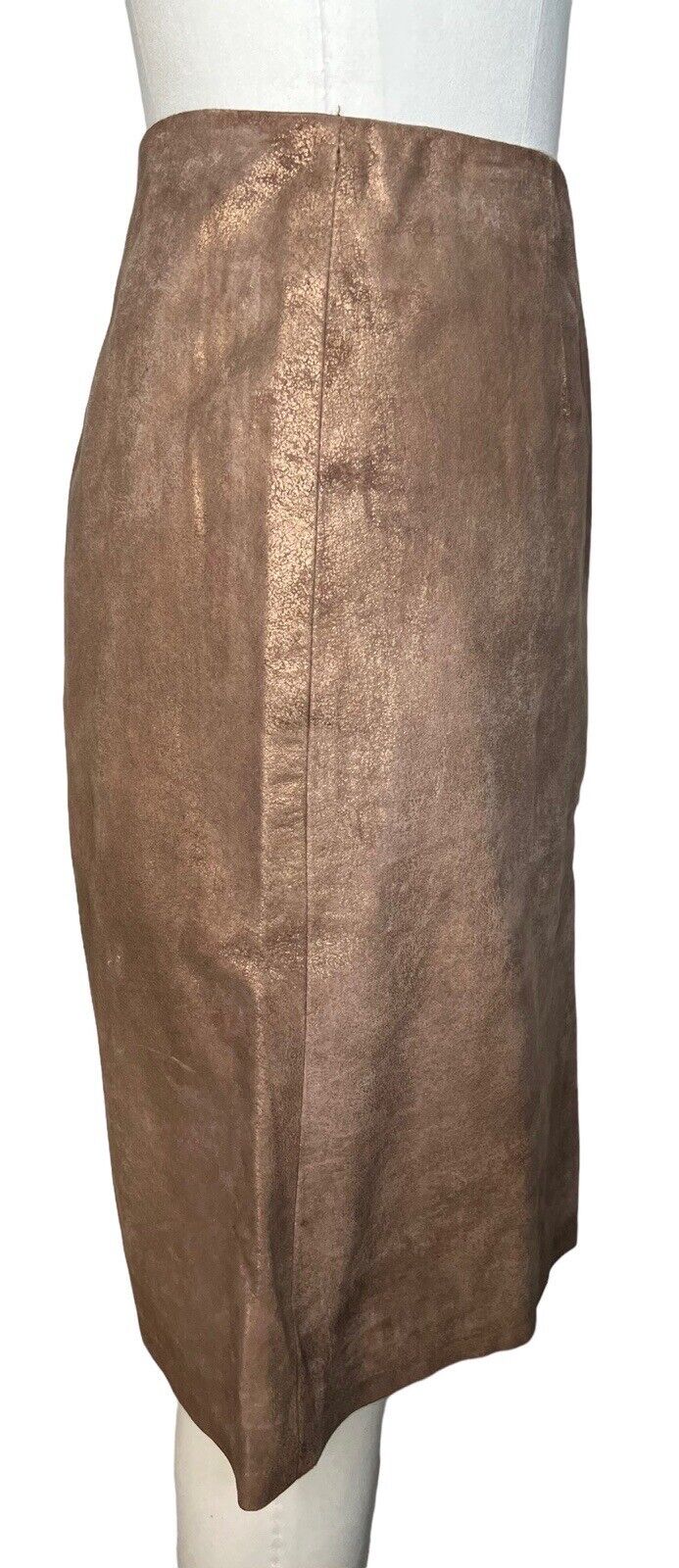 Newport News Metallic Bronze Leather Knee-length Skirt Size 8