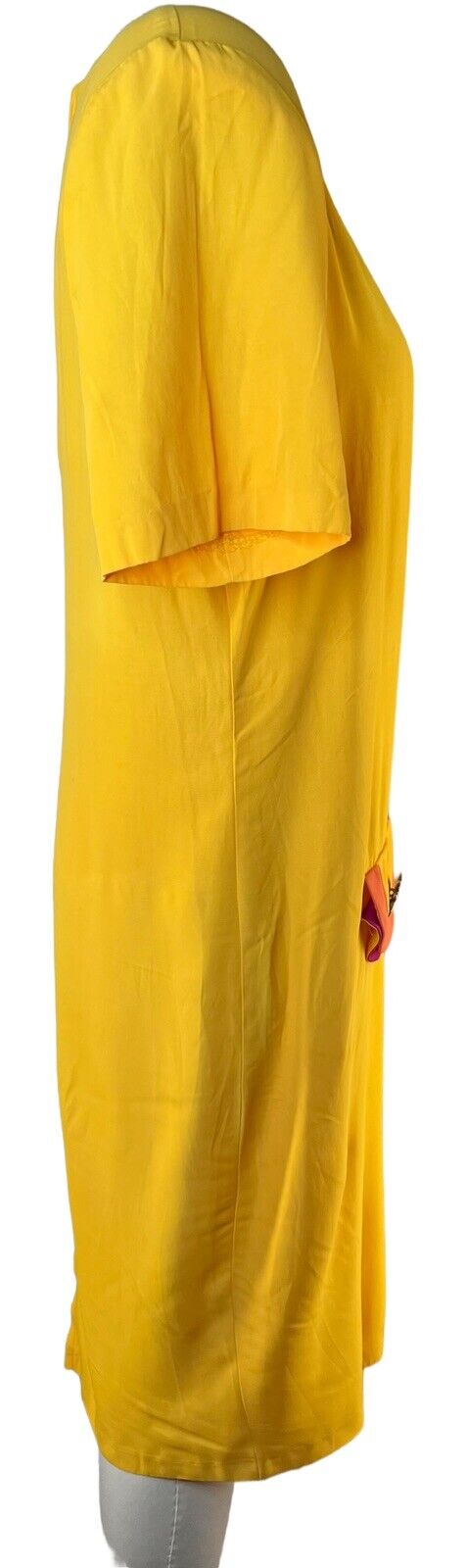 Ultra Dress New York Yellow MIDI Color block Pocket Flaps Size 14