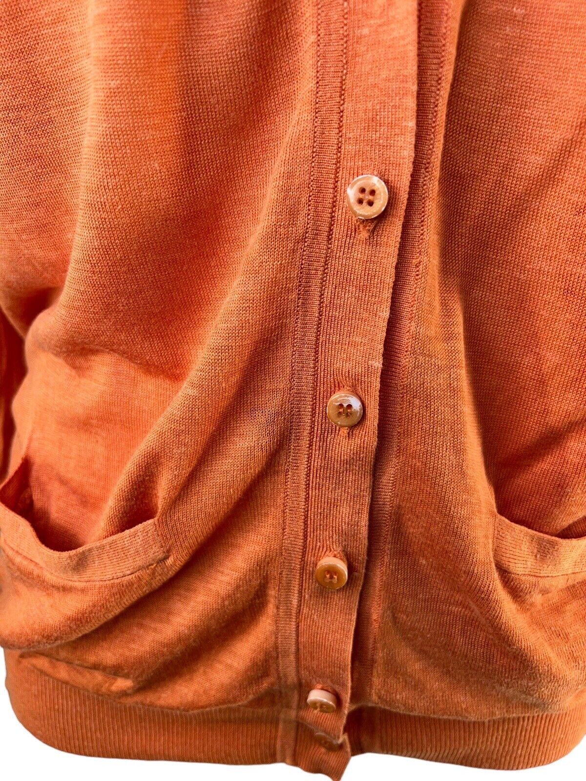 Ann Taylor Women’s Deep Coral Silk Linen Long-sleeved Cardigan Size Medium 