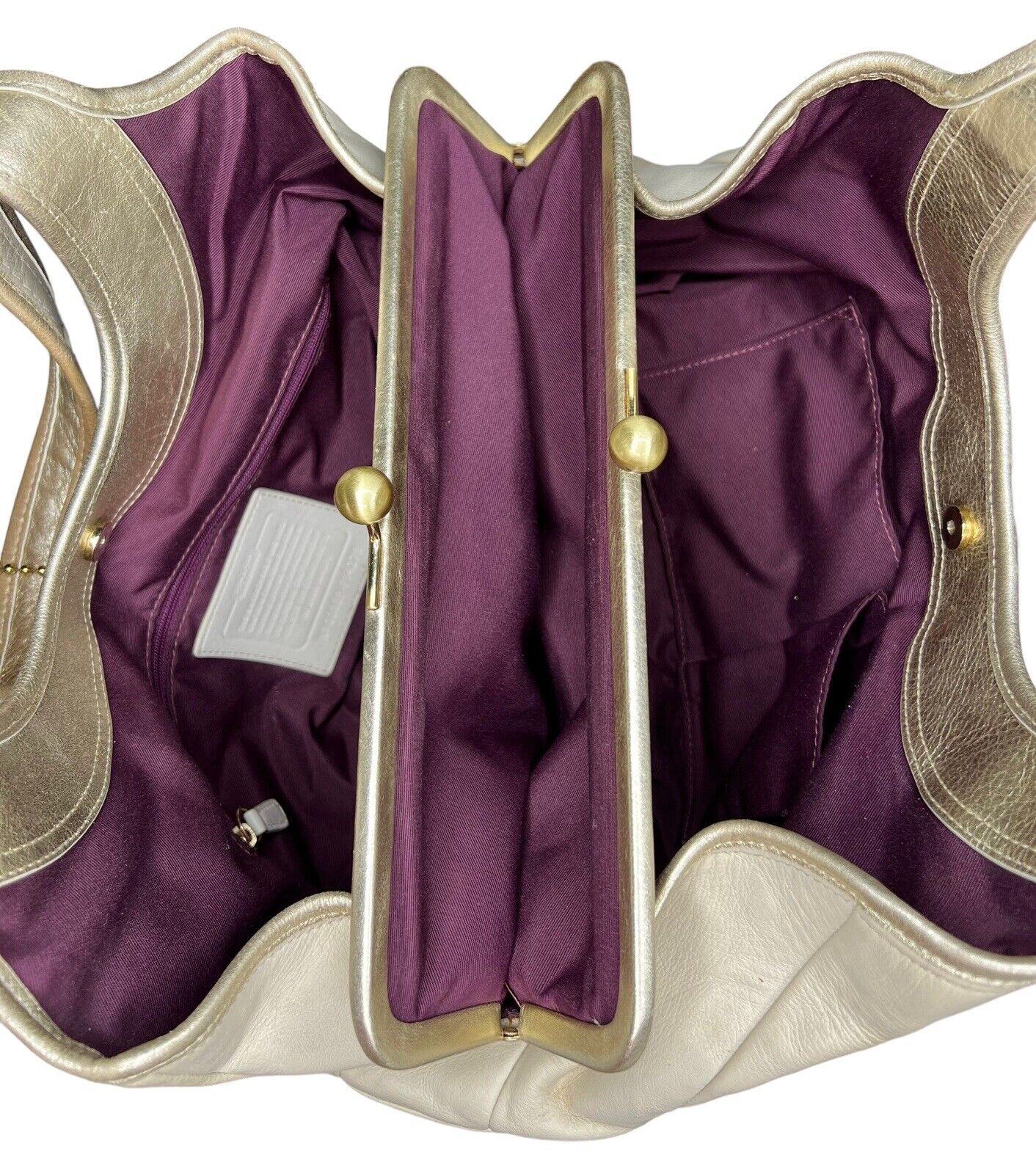 Coach Ivory & Gold Ergo Pleated Satchel Shoulder Bag 