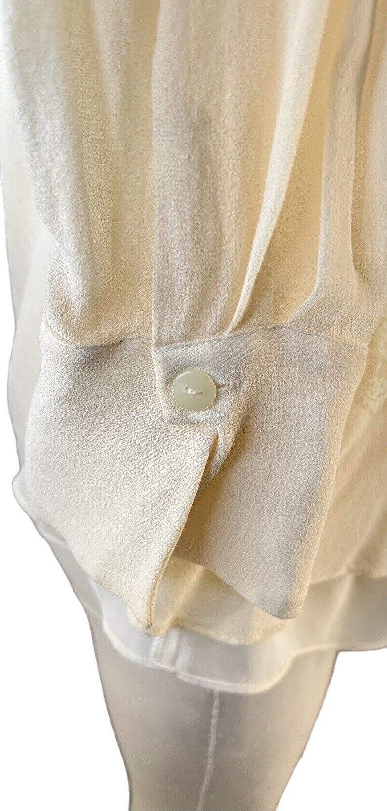 Jones New York 100% Silk Chiffon Ivory White Blouse Lace Detail Layered Size 20W
