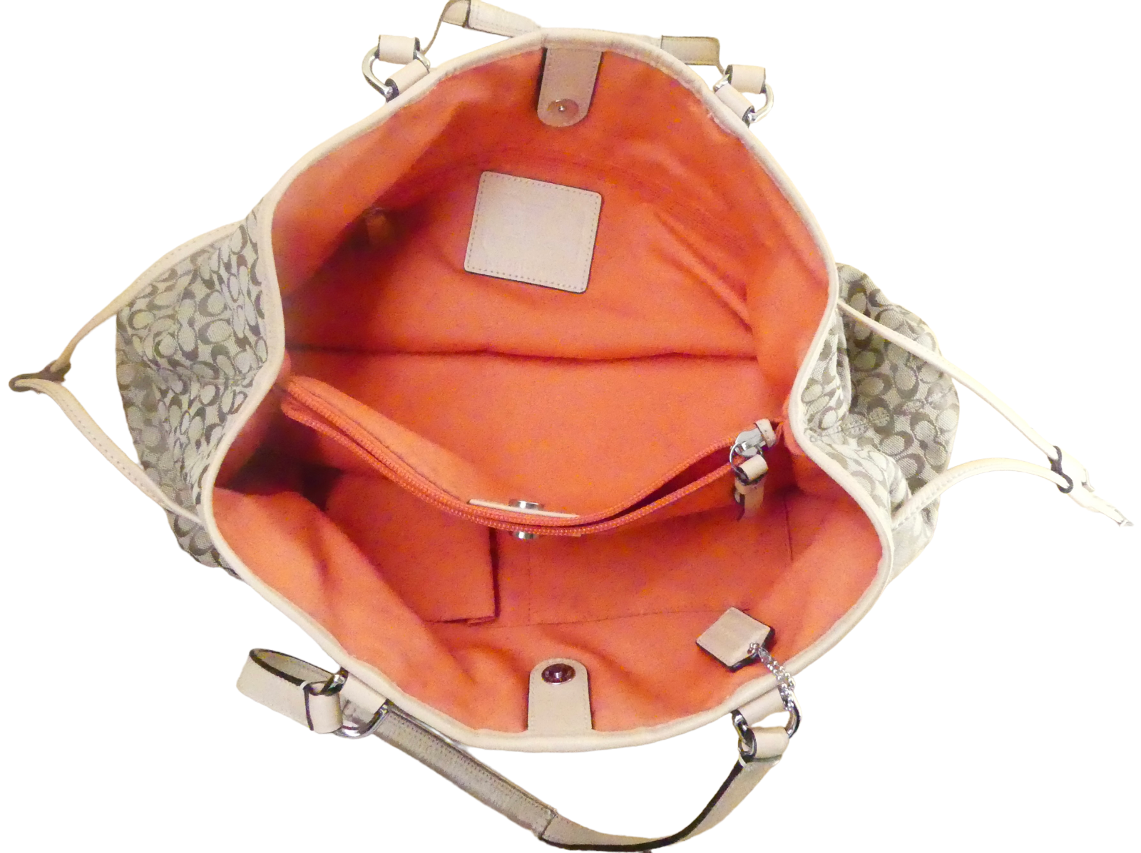 Coach Devin Signature Khaki Orange Stripe Shoulder Bag Serial No: M1381 f261