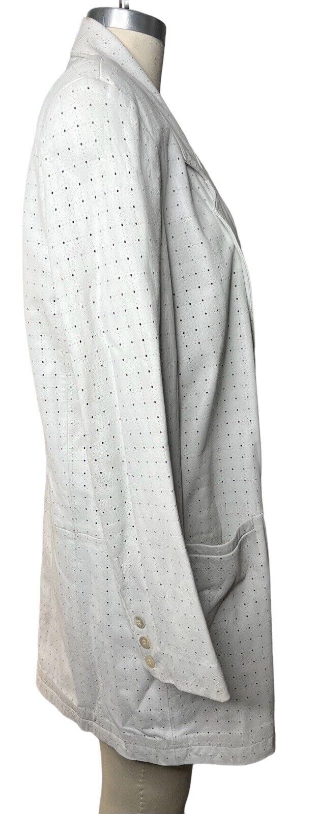 Alicia Herrera White Perforated Leather Blazer Size 10