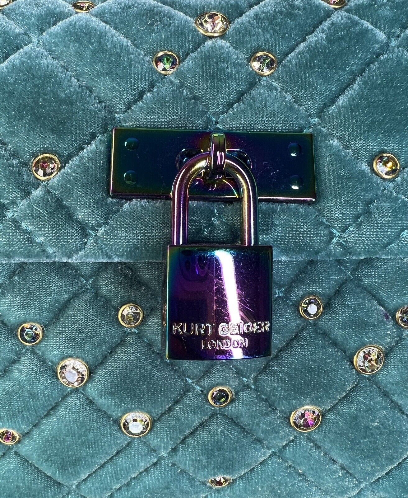 Kurt Geiger London Brixton Mini Teal Rhinestones New With Tags 