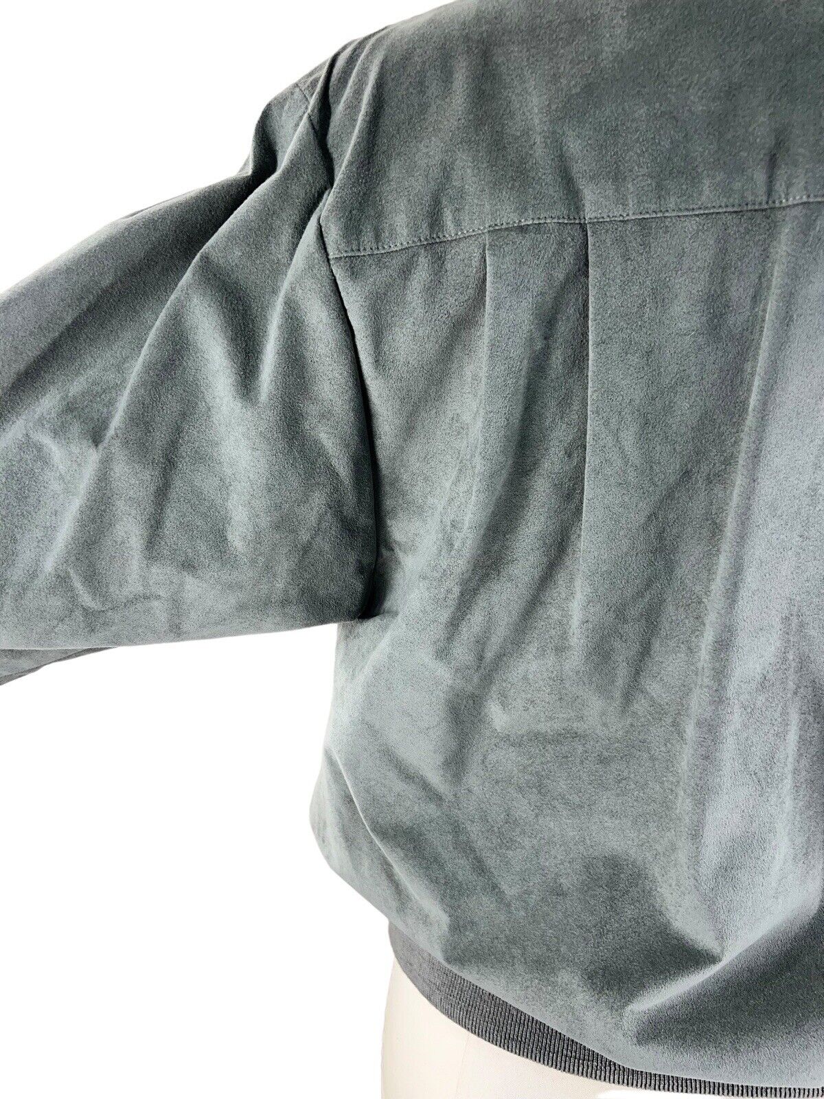 Jessica Grey Faux Suede Sage Bomber Jacket Size S