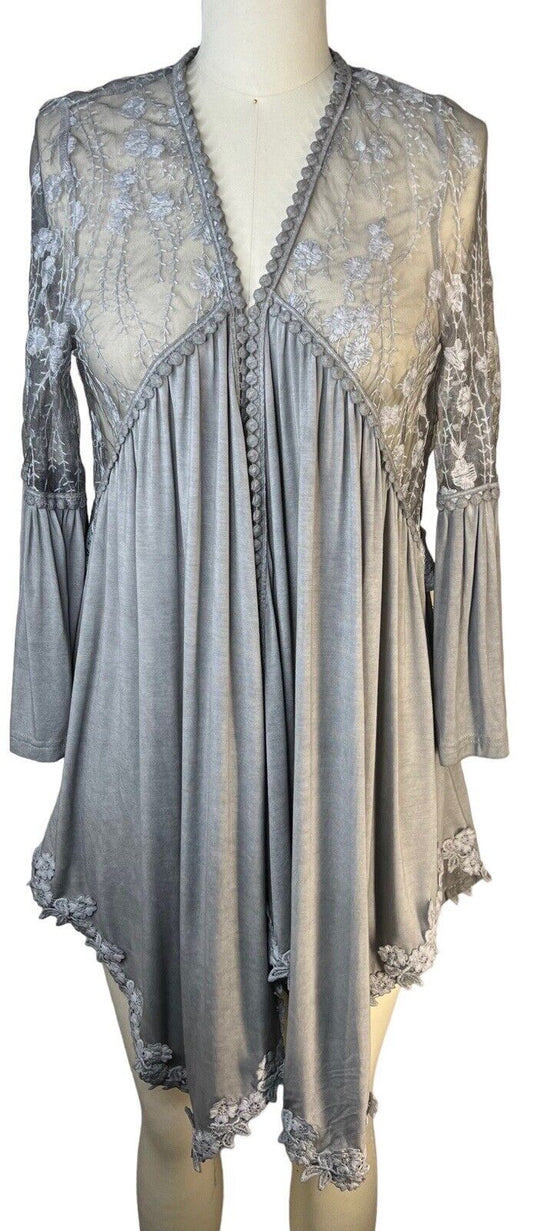 Pol Women’s Grey Lace Rayon Spandex Size S