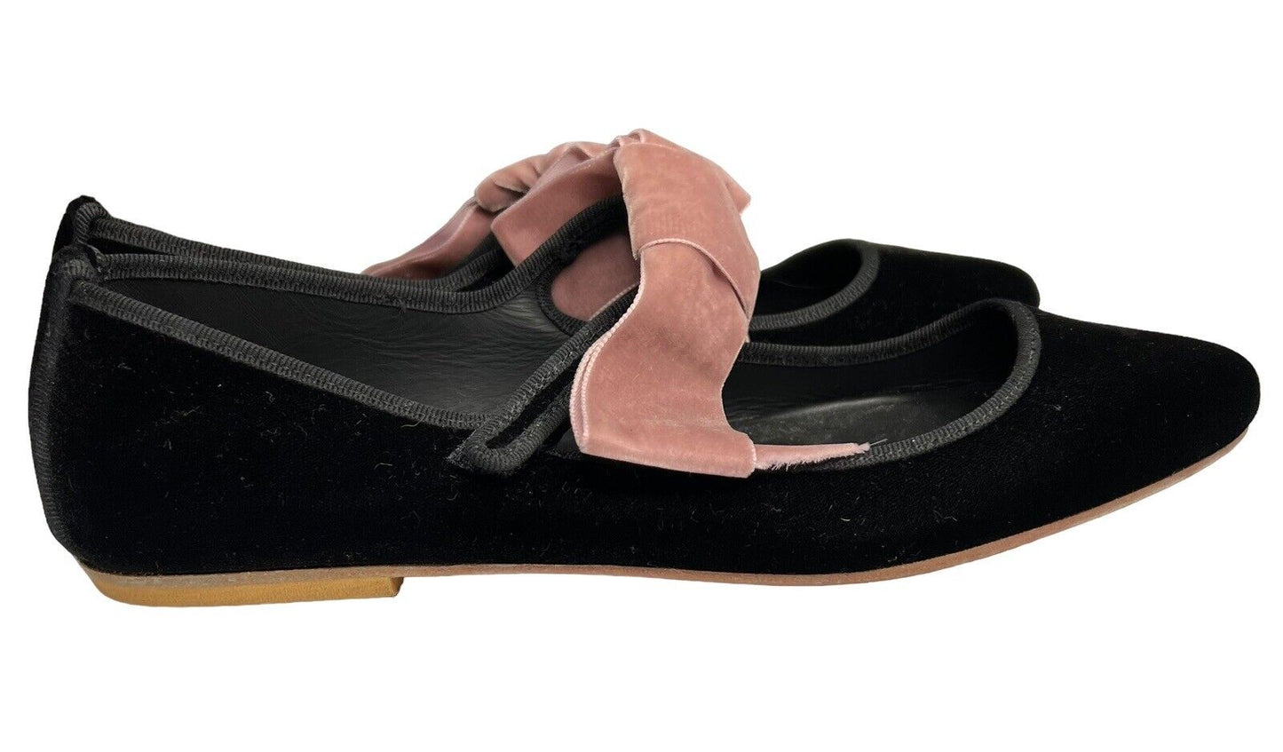 Gia Couture Black Velvet Ballet Flats New Size 40/9 US