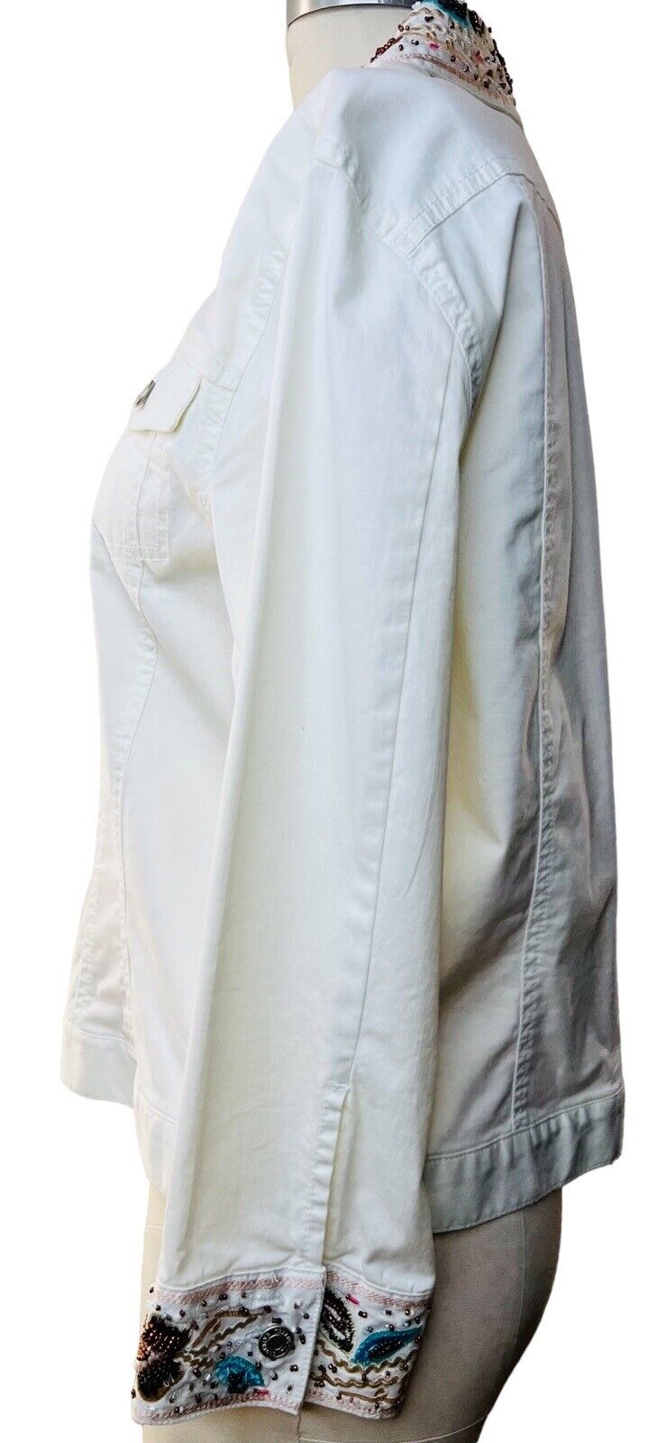 Telluride Clothing Company Cotton & Spandex Cream Jacket Beading Size Large 