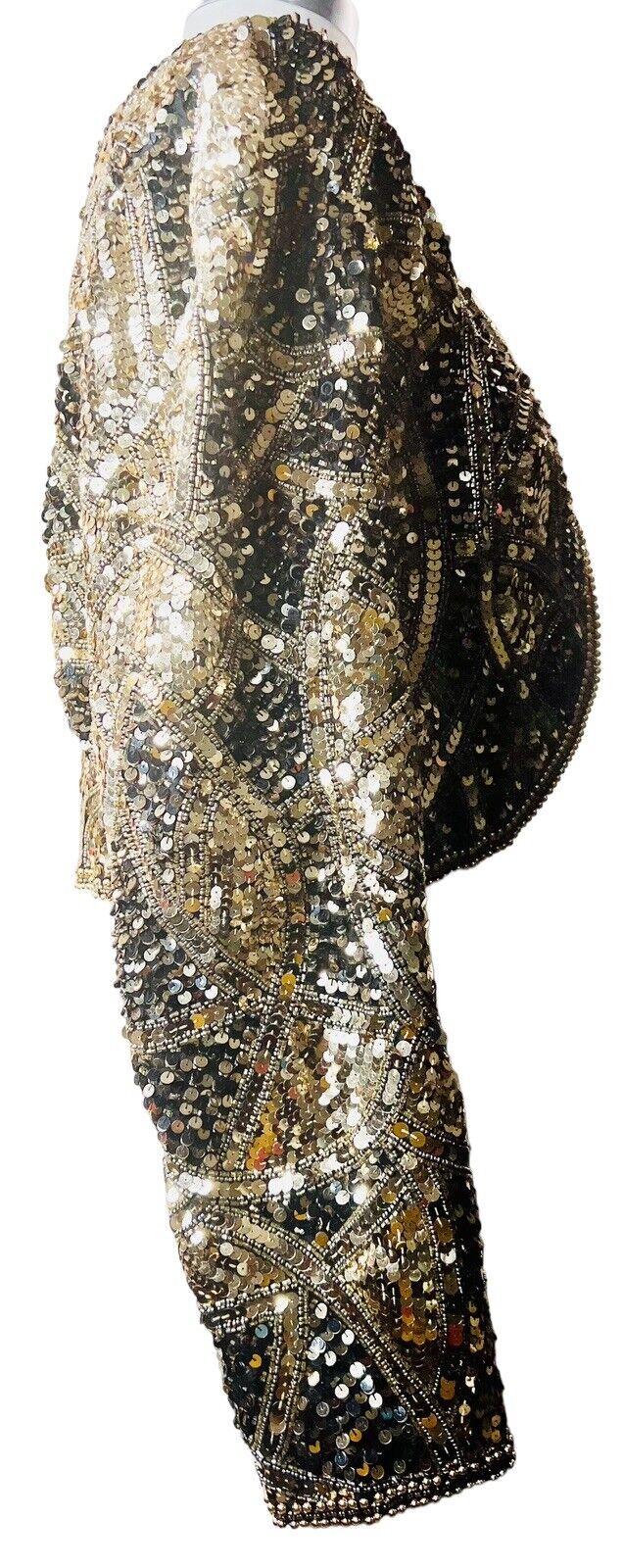 Women's Oleg Cassini Black Tie He-Ro Industries Silk Black Gold Bolero