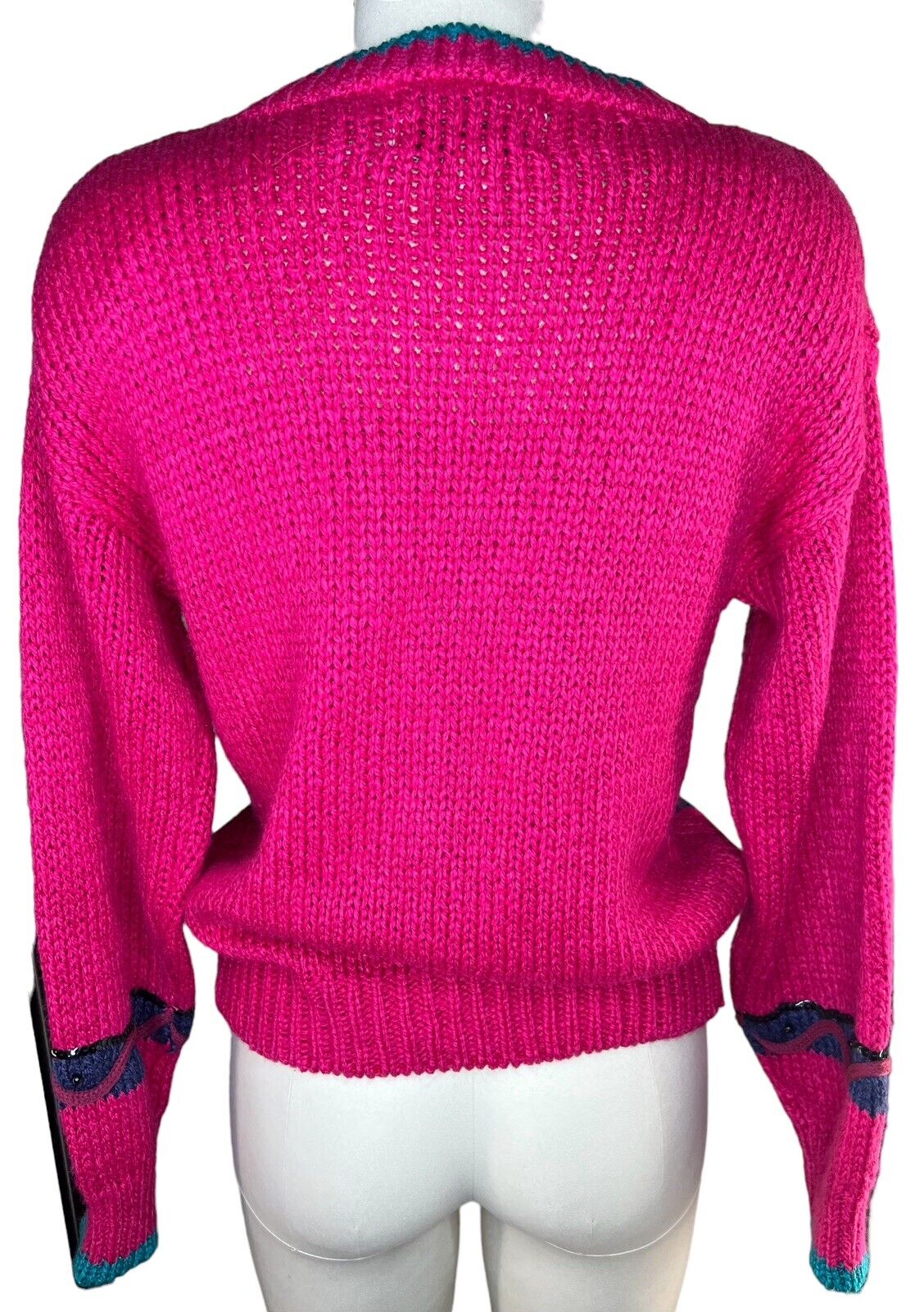 Women’s JJ Fargo Hand Knit Multicolored Beaded Sequins Pullover Sweater Size S