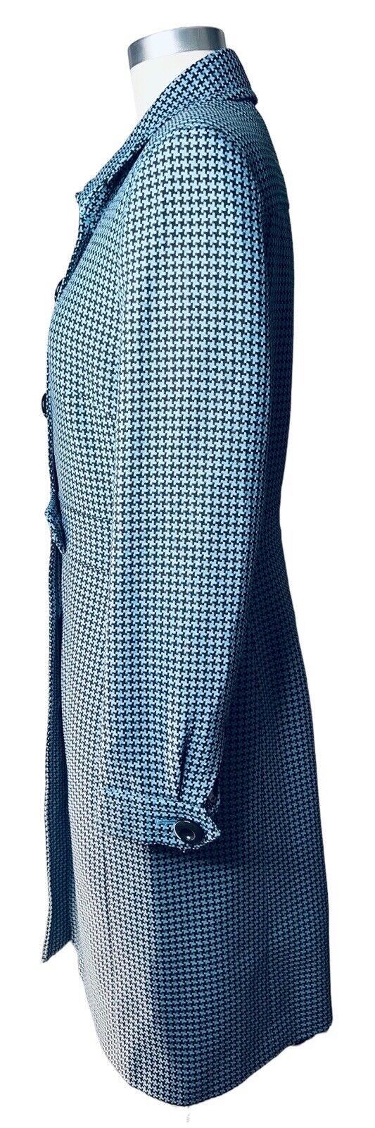 Larry Levine Black & Blue Houndstooth Overcoat Size 8