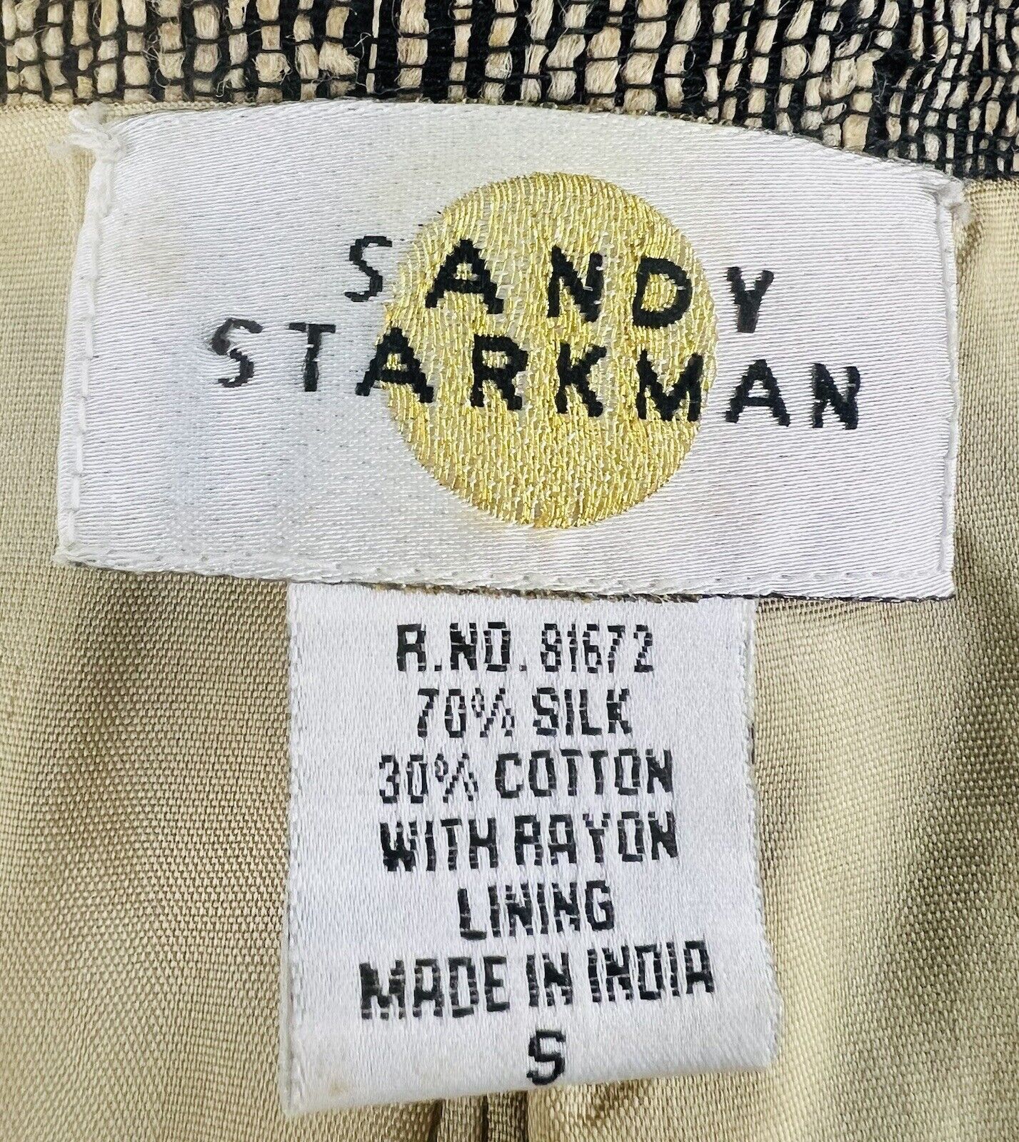 Sandy Starkman Silk & Cotton Mesh Blazer Beaded Grommets Sequins Size S