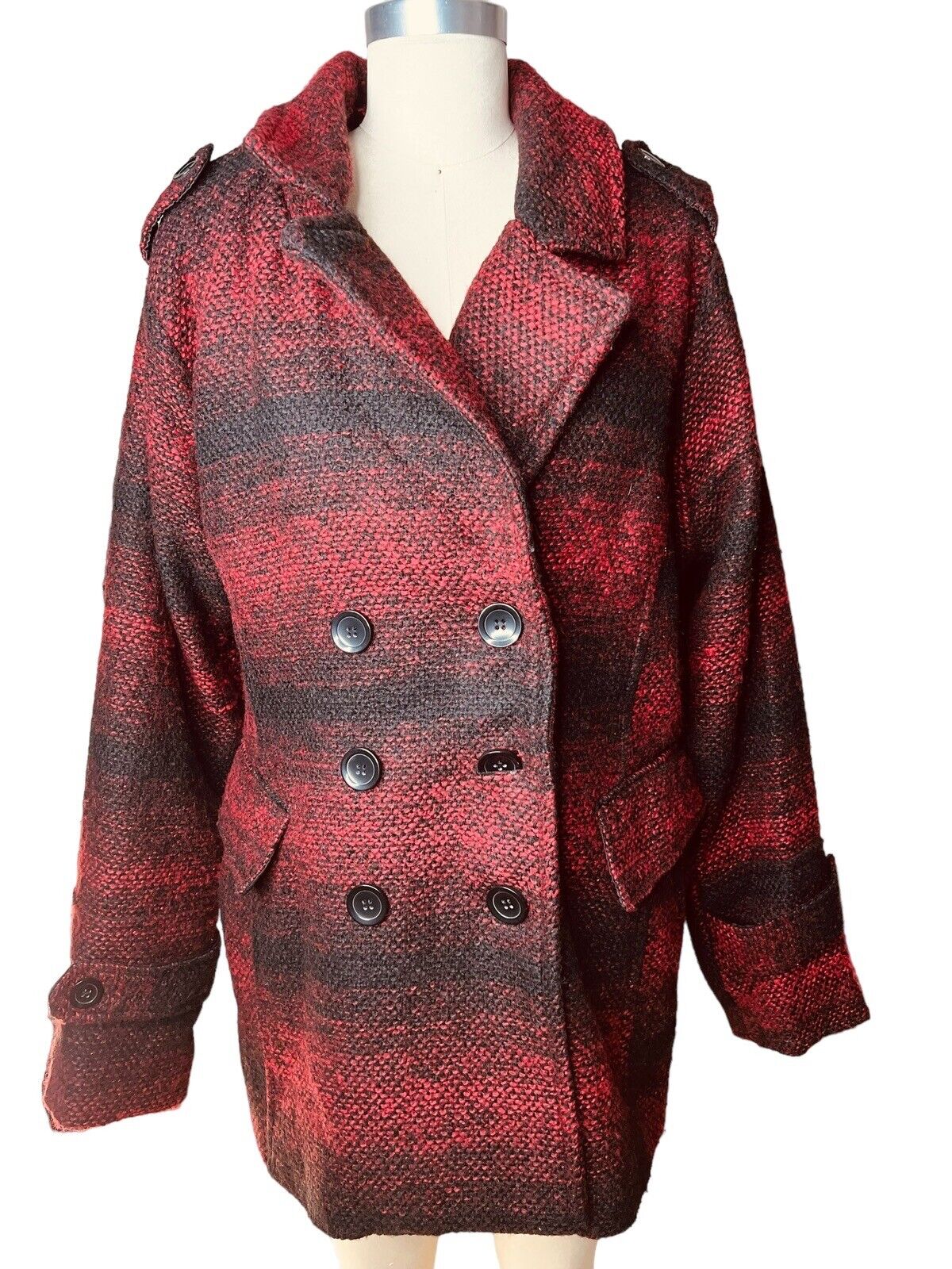 IB Diffusion Double Breasted 3/4 Length Poly Cotton Rayon Pea Coat Size 2X