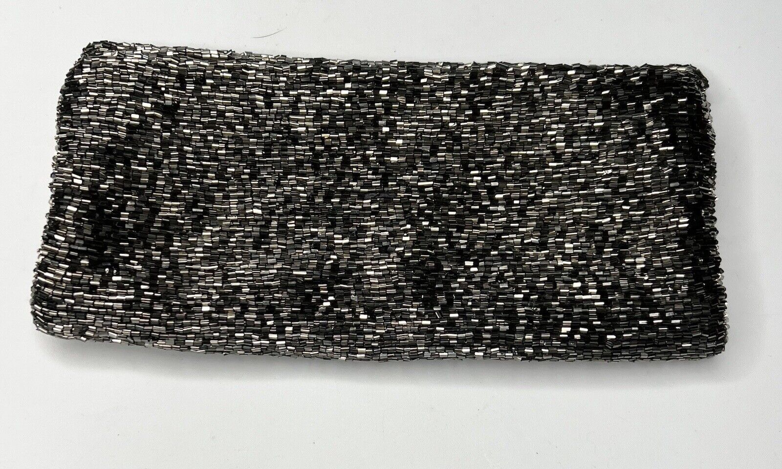 Moyna Fold-over Pewter Beaded Zip Clutch