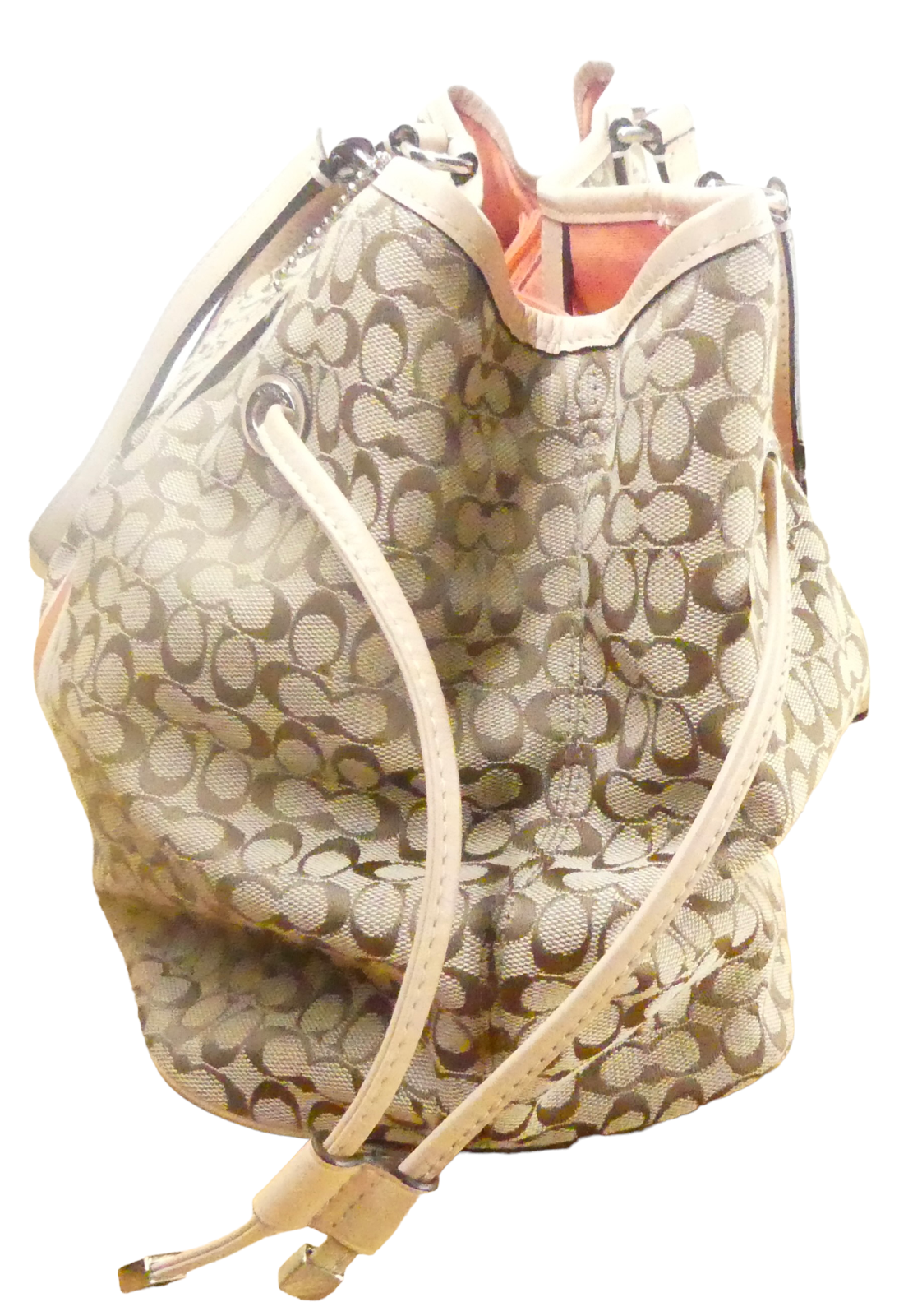 Coach Devin Signature Khaki Orange Stripe Shoulder Bag Serial No: M1381 f261