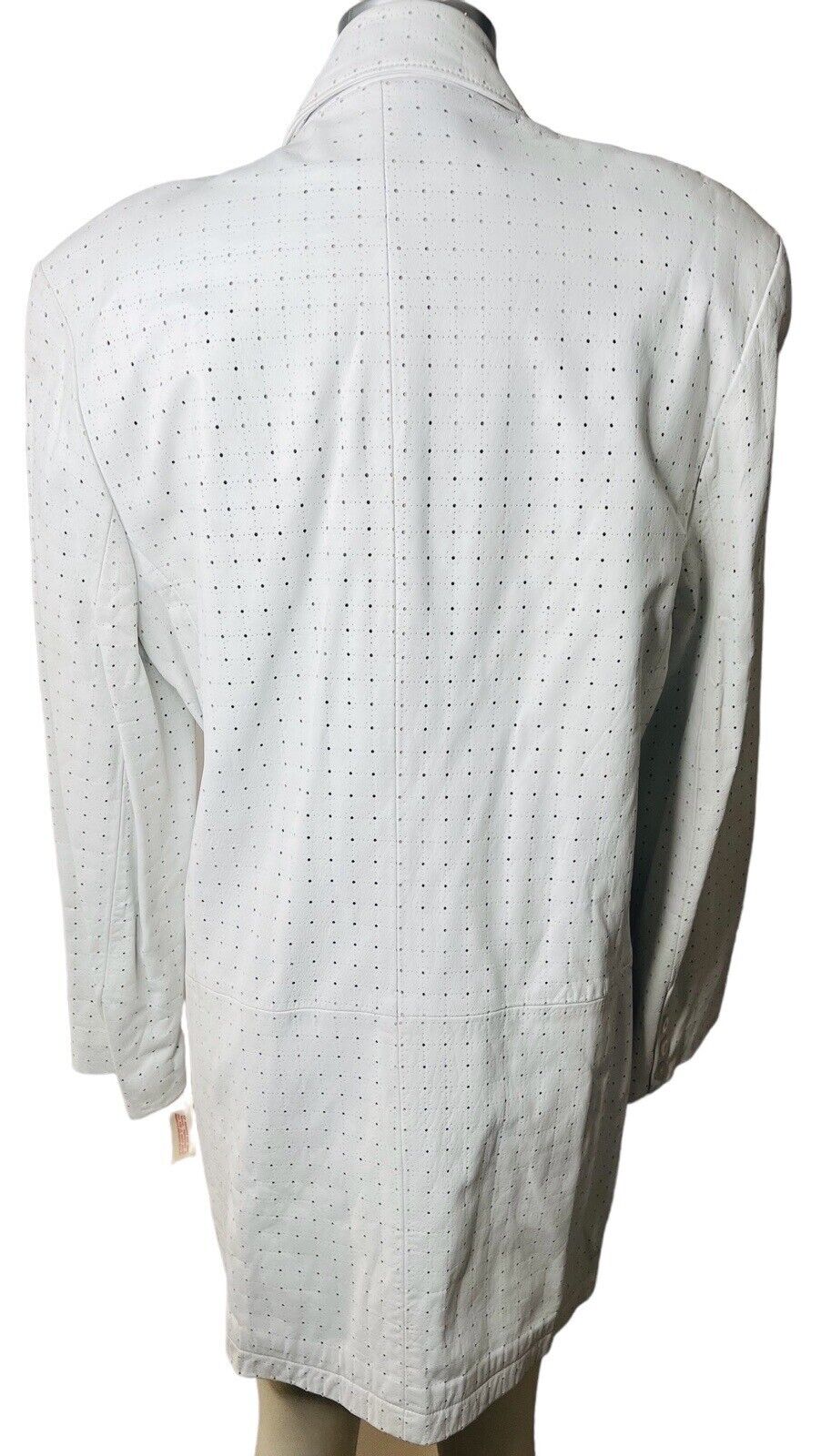 Alicia Herrera White Perforated Leather Blazer Size 10