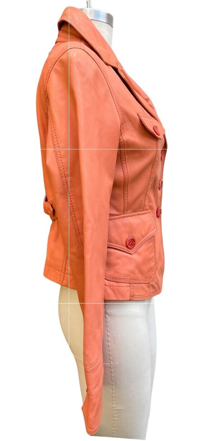 Wilson’s Coral Butter Soft Leather Short Jacket Pockets Size A