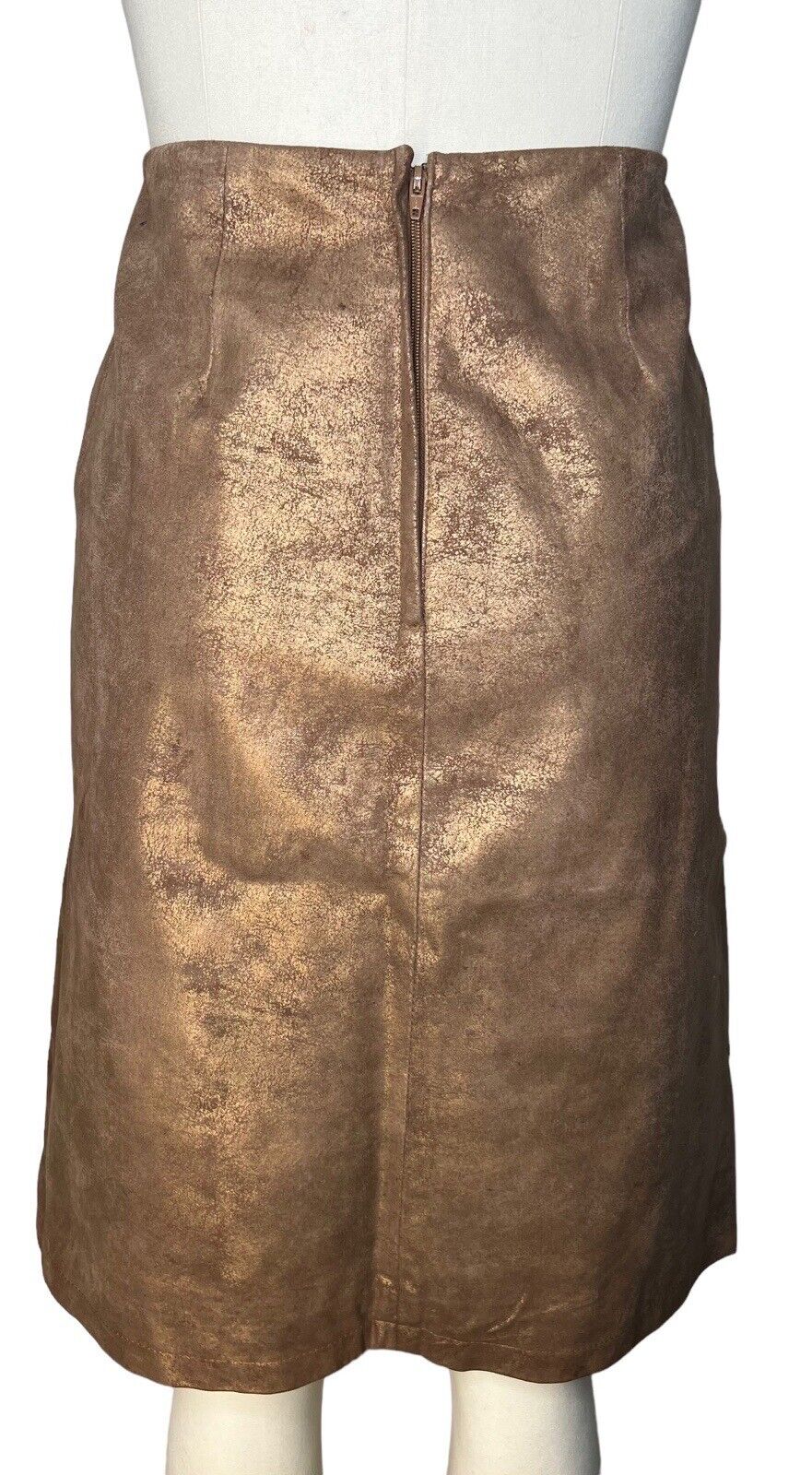 Newport News Metallic Bronze Leather Knee-length Skirt Size 8