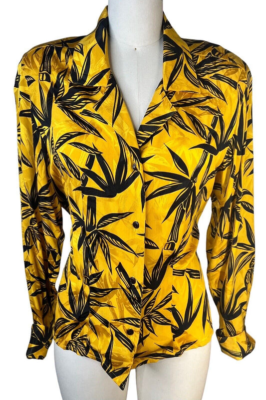 Women’s Hawaiian Floral Print Silk Tailored Blouse 