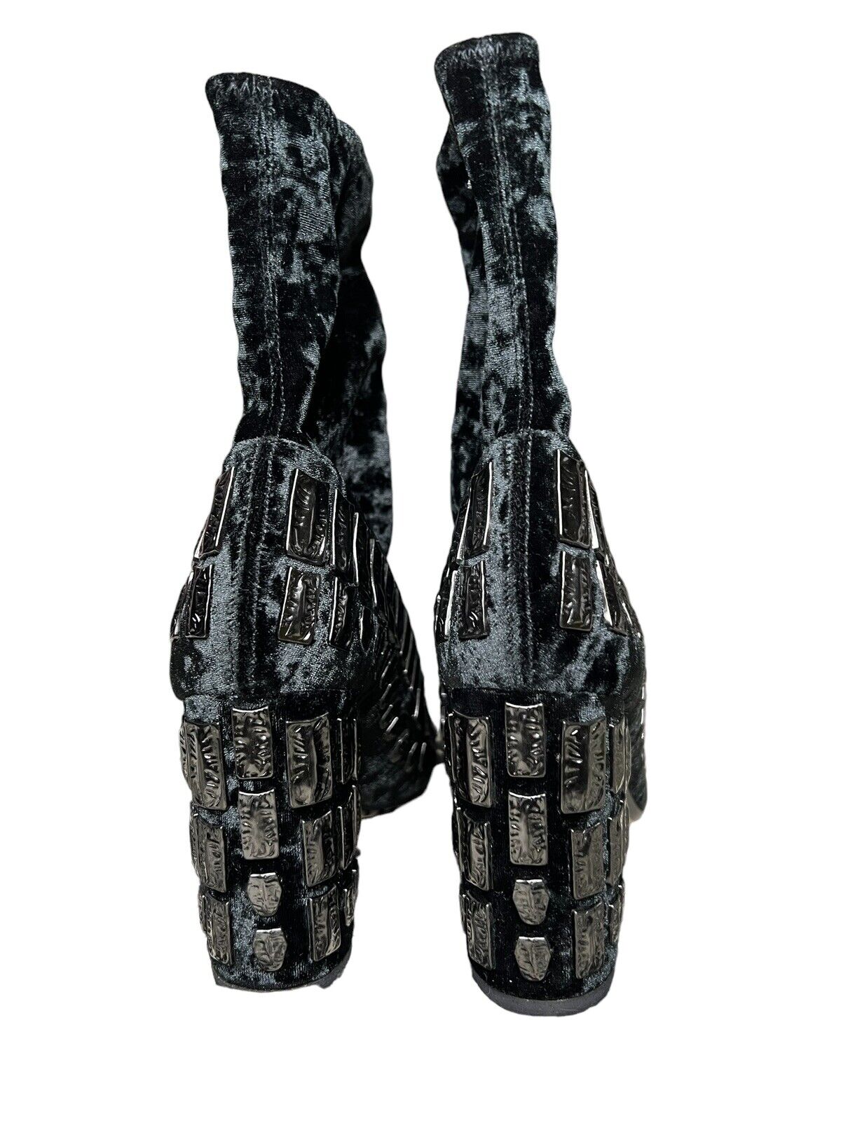 Samuele Failli Charcoal Studded Velvet Booties Size 37.5/6.5 New