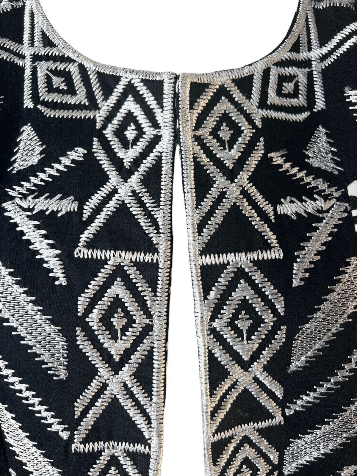 Trenz Woman By Theresa Renz Black White Cotton Spandex Embroidered Jacket 1X