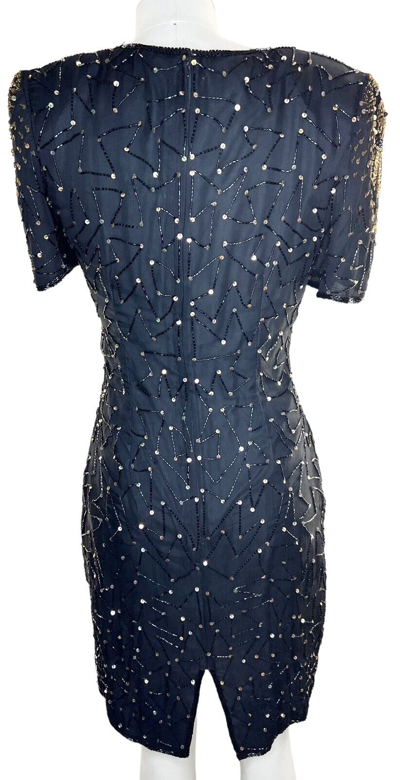 Stenay Silk Black And Gold Beaded Mini Dress Size 6