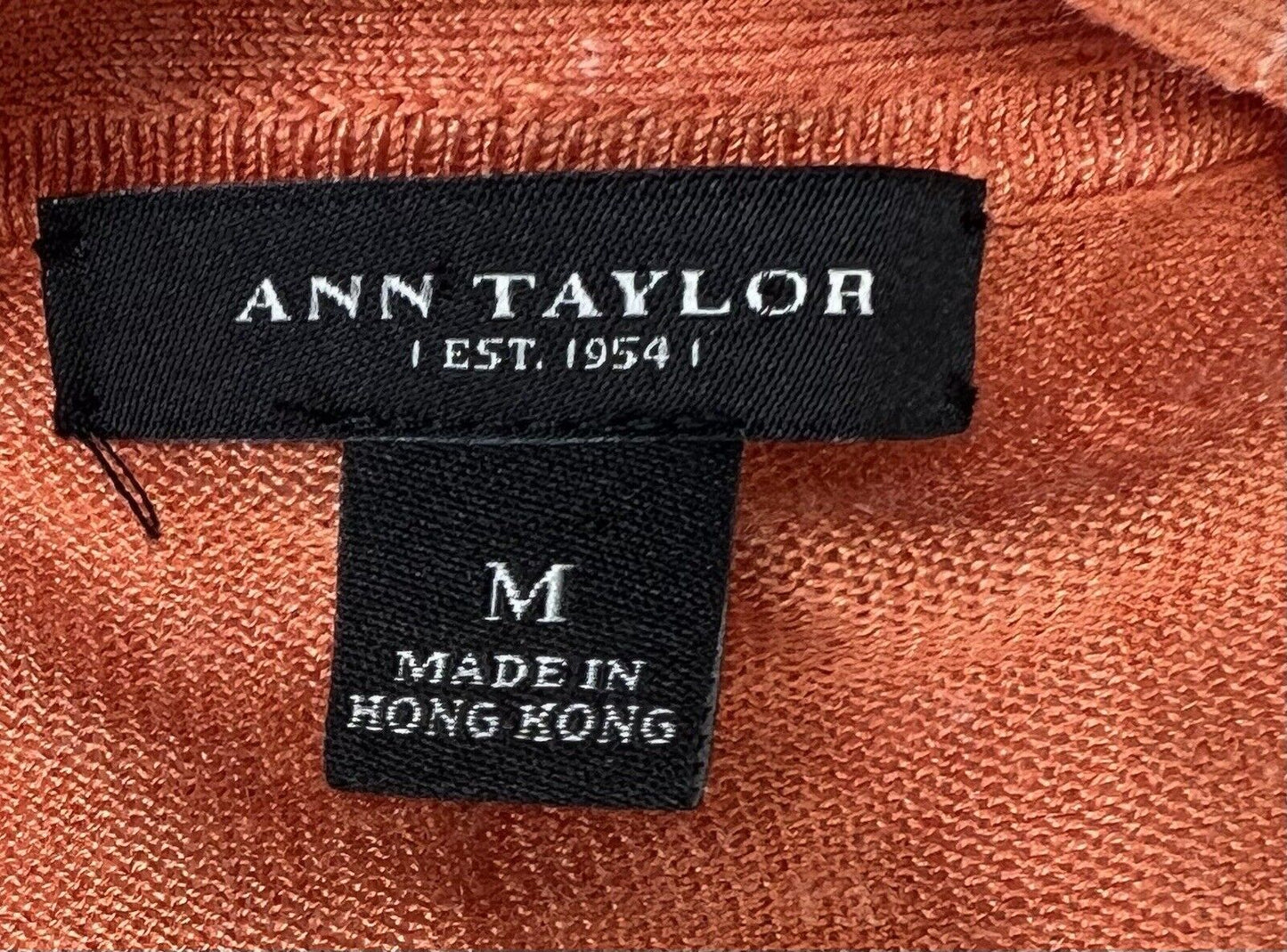 Ann Taylor Women’s Deep Coral Silk Linen Long-sleeved Cardigan Size Medium 