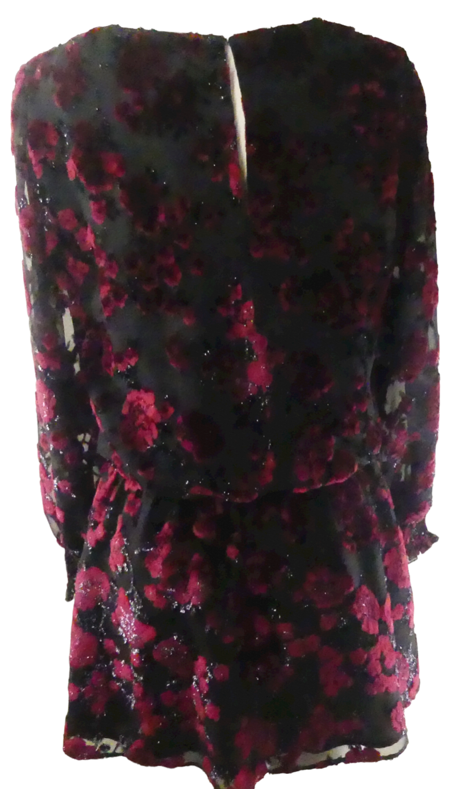 ParkerNY Velour Dress With Roses w/Metallic Thread Shirred Elastic Waist