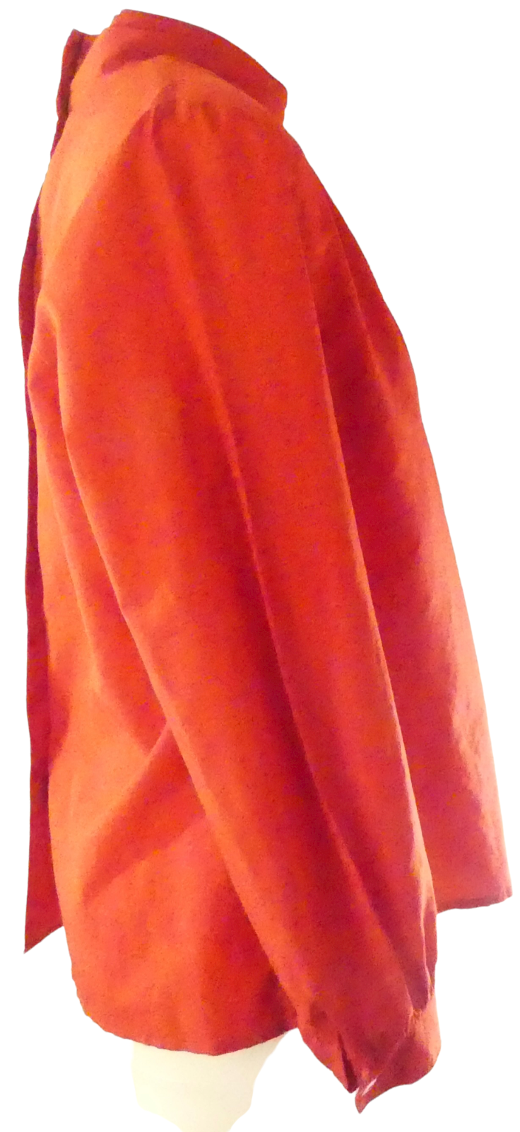 Lucia 1980s Detailed Red High Pleated Neck Blouse Size M