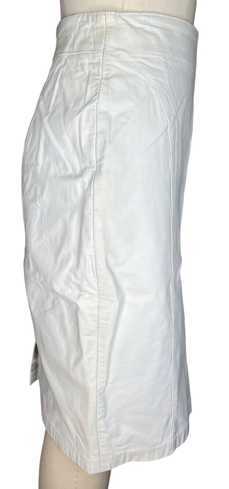 Cedars White Leather Straight Pencil Skirt Size 6