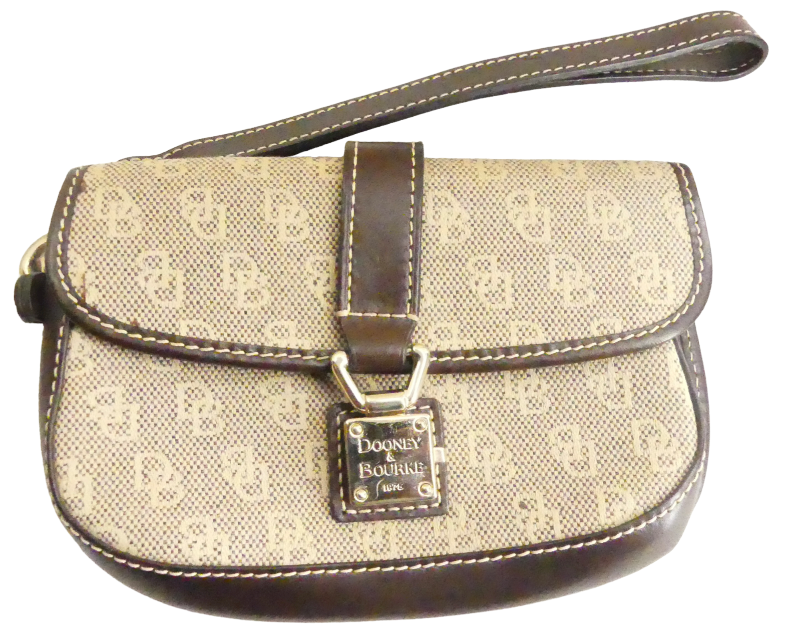 Dooney & Bourke Monogram Cotton/Canvas Wristlet Push Lock Closure