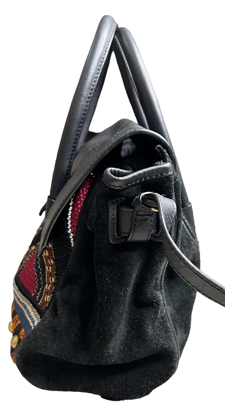 Sam Edelman  Leather & Suede Beaded Embroidered Studded Top Handle Cross Body