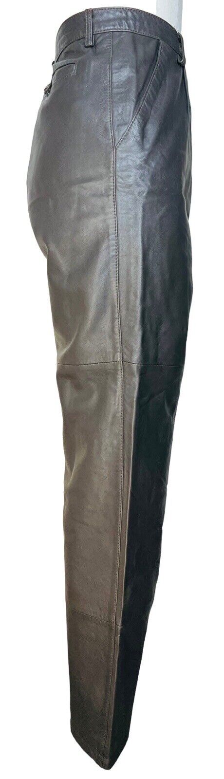 Comex Italian Soft Lambskin Brown Leather Trousers Size 46