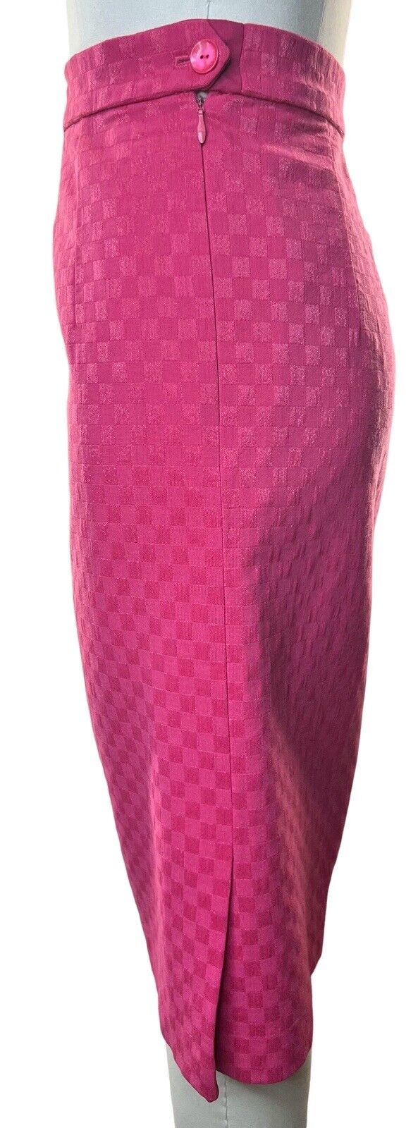 Louis Feraud Fuchsia Skirt Suit Gold Buttons Size 12
