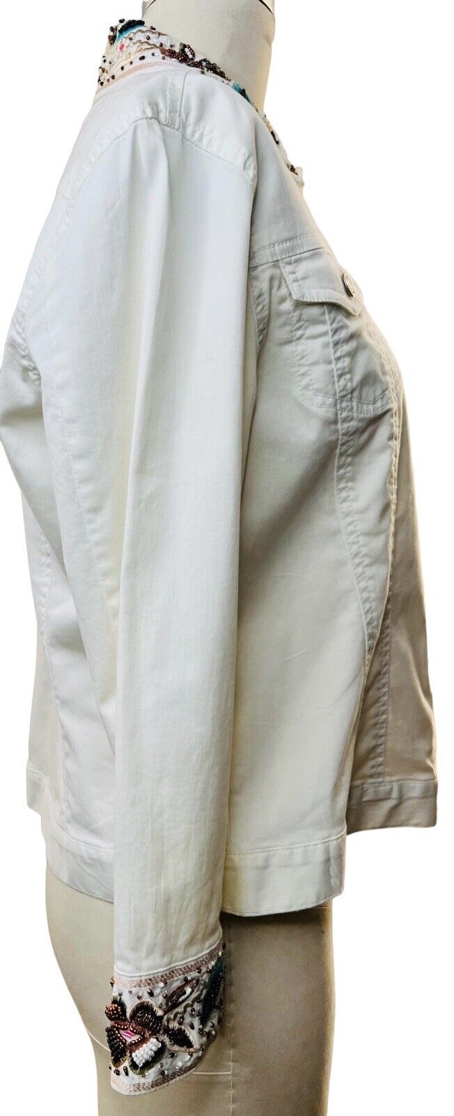 Telluride Clothing Company Cotton & Spandex Cream Jacket Beading Size Large 