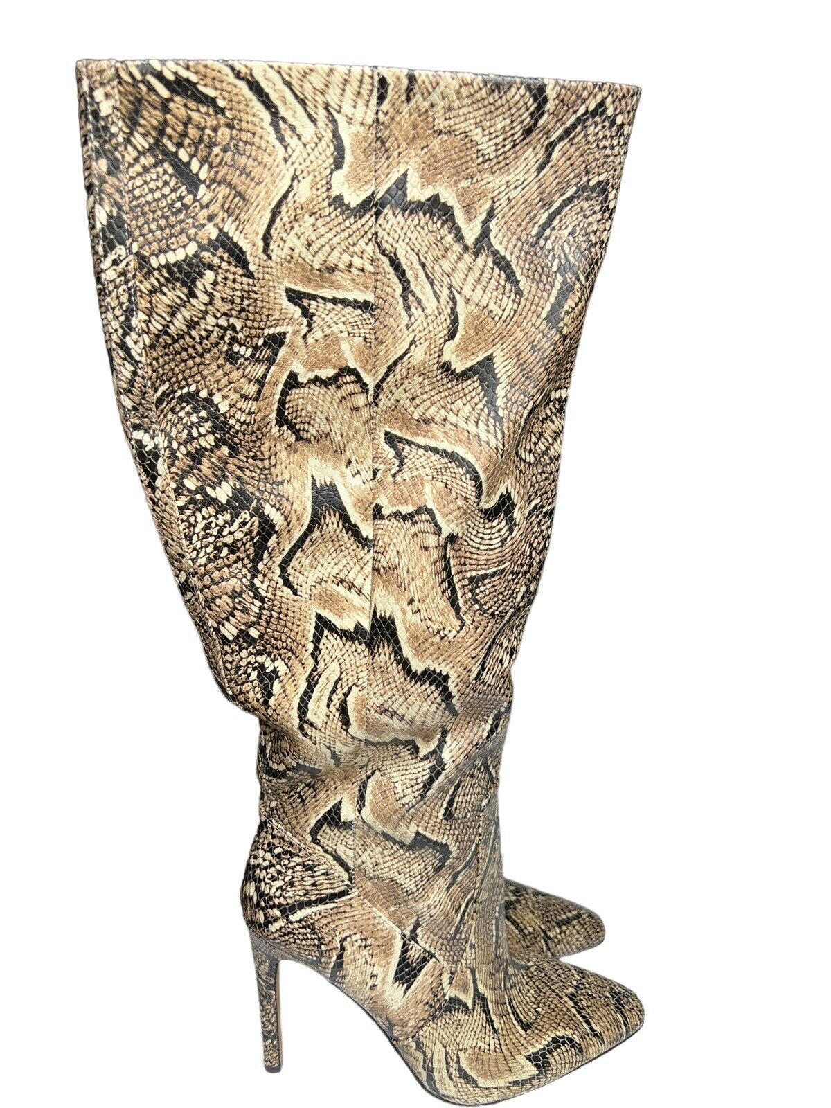 Vince Camuto Snakeskin Knee High 4 Inch Heel Leather Boots Size 8.5M