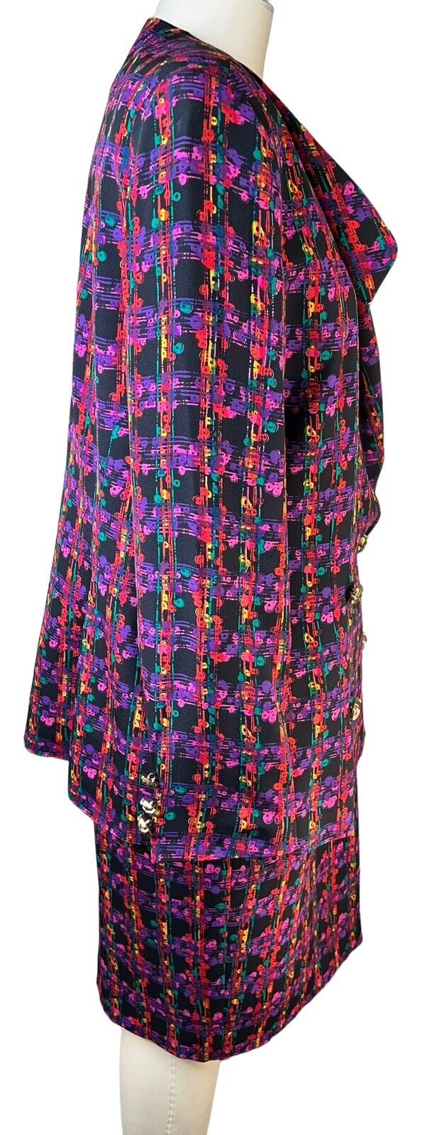 Tom Smith New York Abstract Checkerboard Asymmetric Silk Two-piece Suit Size 14