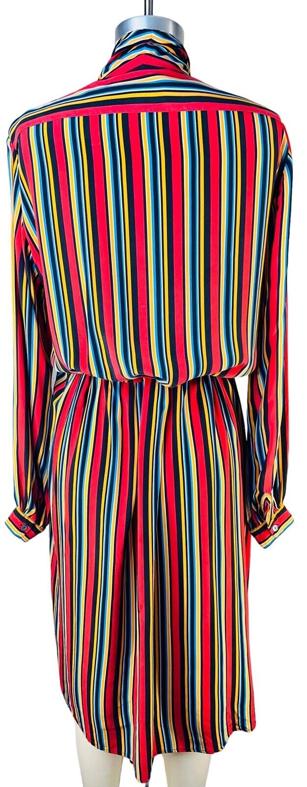 Jack Mulqueen New York Silk Multicolor Striped Midi Dress Size XL