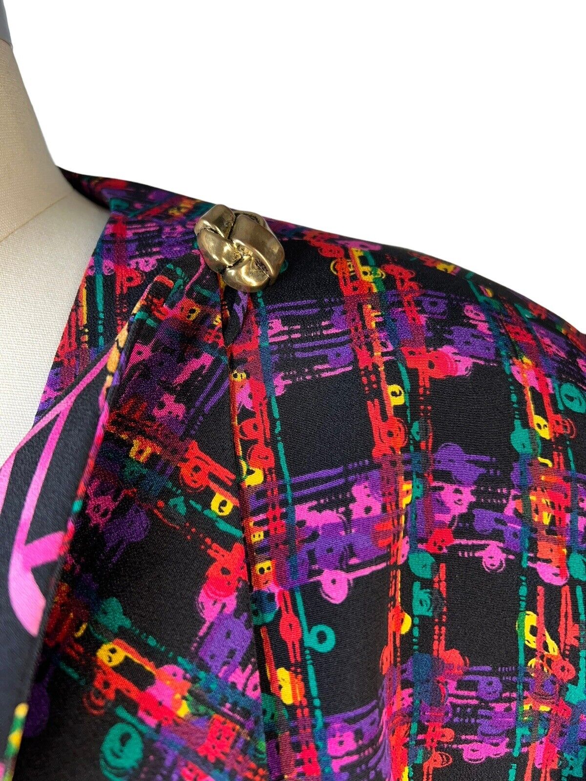 Tom Smith New York Abstract Checkerboard Asymmetric Silk Two-piece Suit Size 14