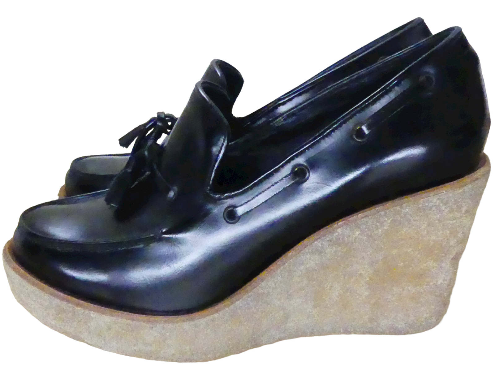 Pierre Hardy Rubber Sole Leather Wedge Loafers Size 8.5