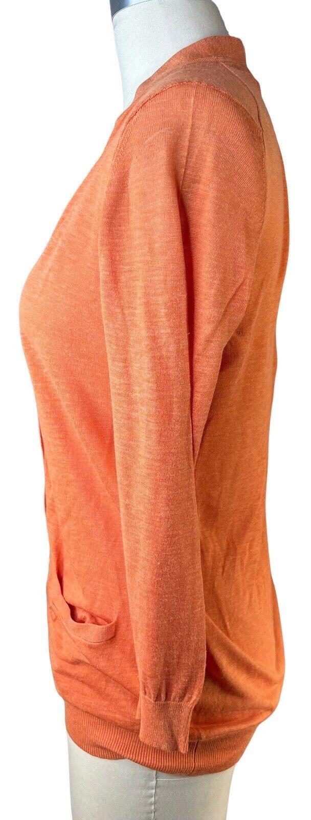 Ann Taylor Women’s Deep Coral Silk Linen Long-sleeved Cardigan Size Medium 