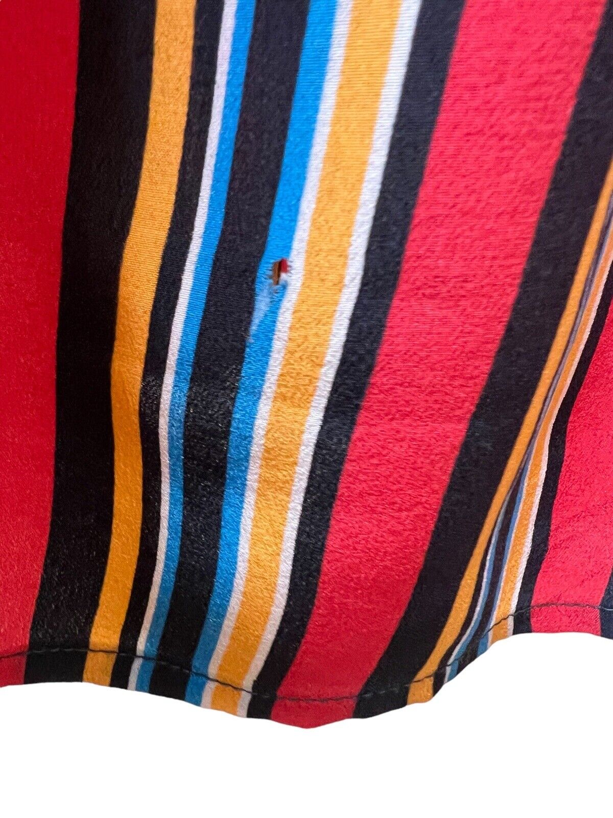 Jack Mulqueen New York Silk Multicolor Striped Midi Dress Size XL
