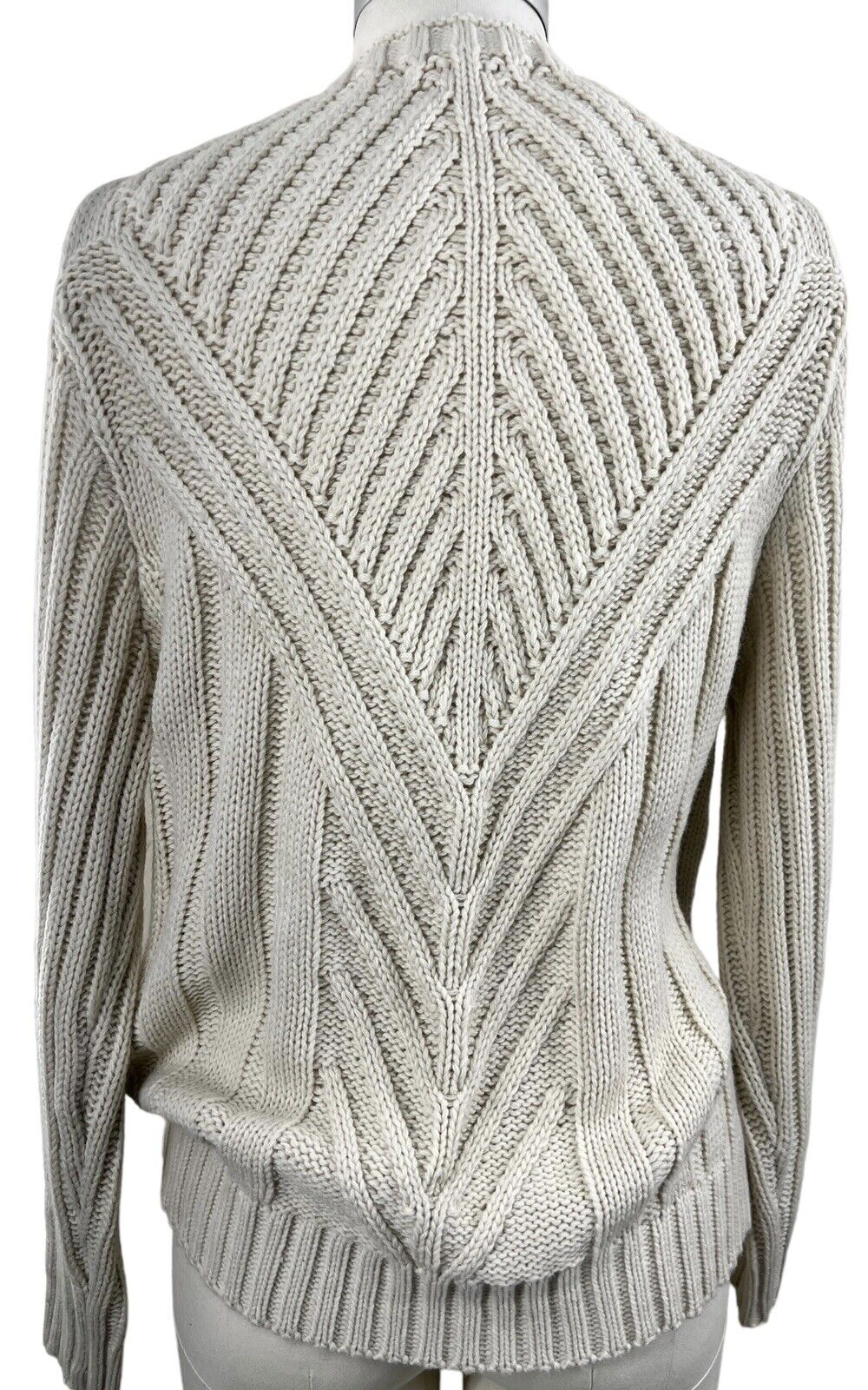 Women’s Cold Shoulder Cable Knit Cream Sweater by Miami Size M