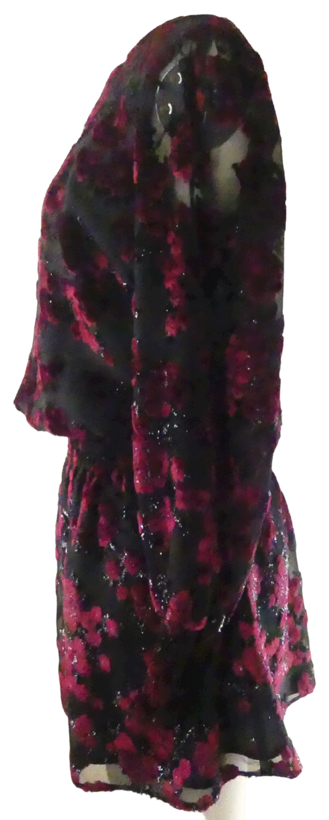 ParkerNY Velour Dress With Roses w/Metallic Thread Shirred Elastic Waist