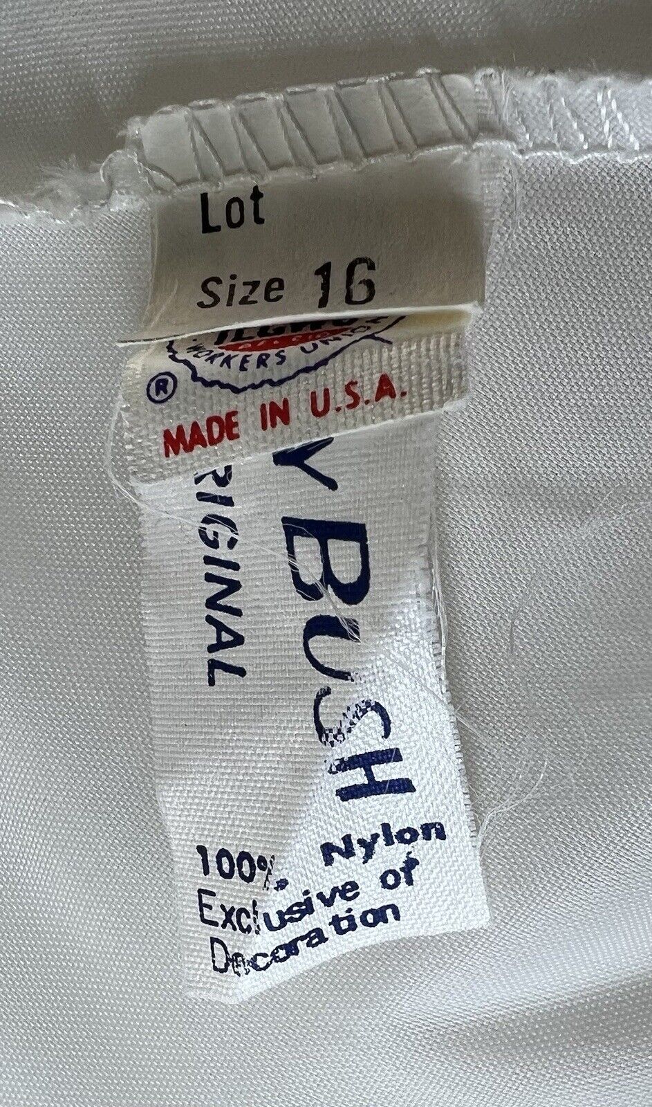 Sydney Bush Original White Nylon Petticoat Size 16