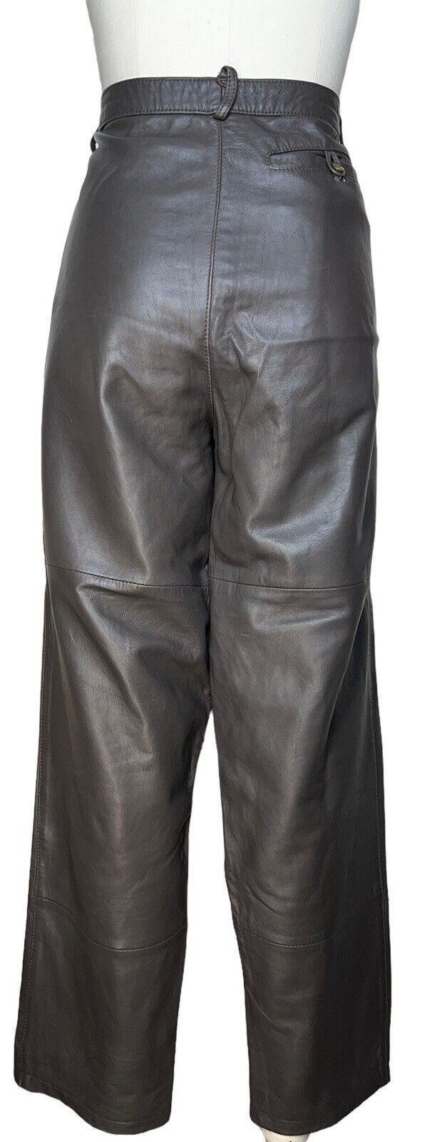 Comex Italian Soft Lambskin Brown Leather Trousers Size 46