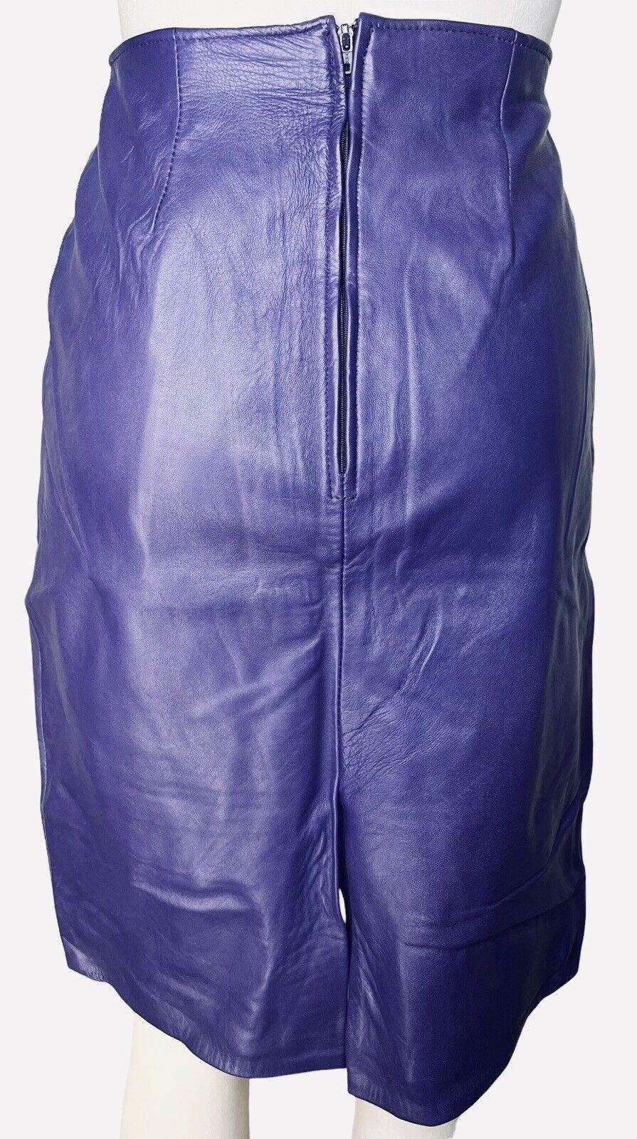 Firenze Santa Barbara Purple Leather Straight Pencil Skirt Size 8