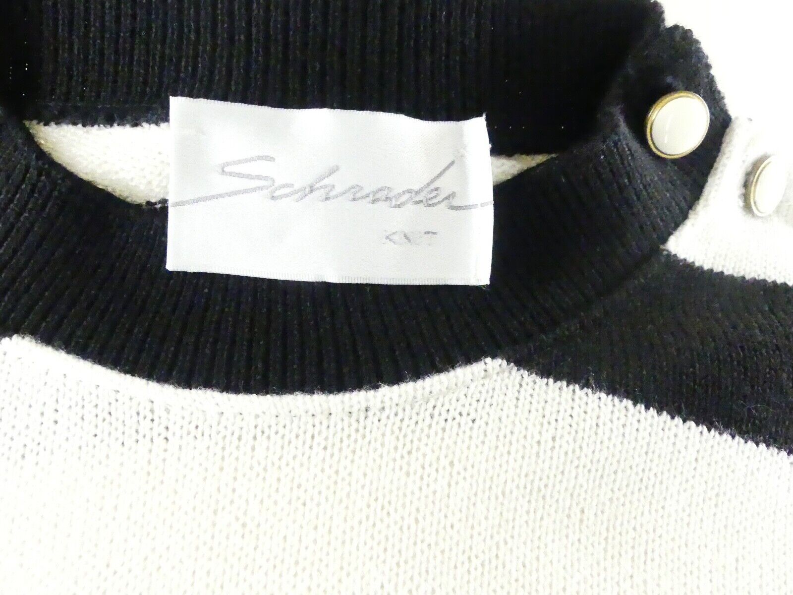 Schrader Knit Black & White Cotton & Rayon Dress Size M