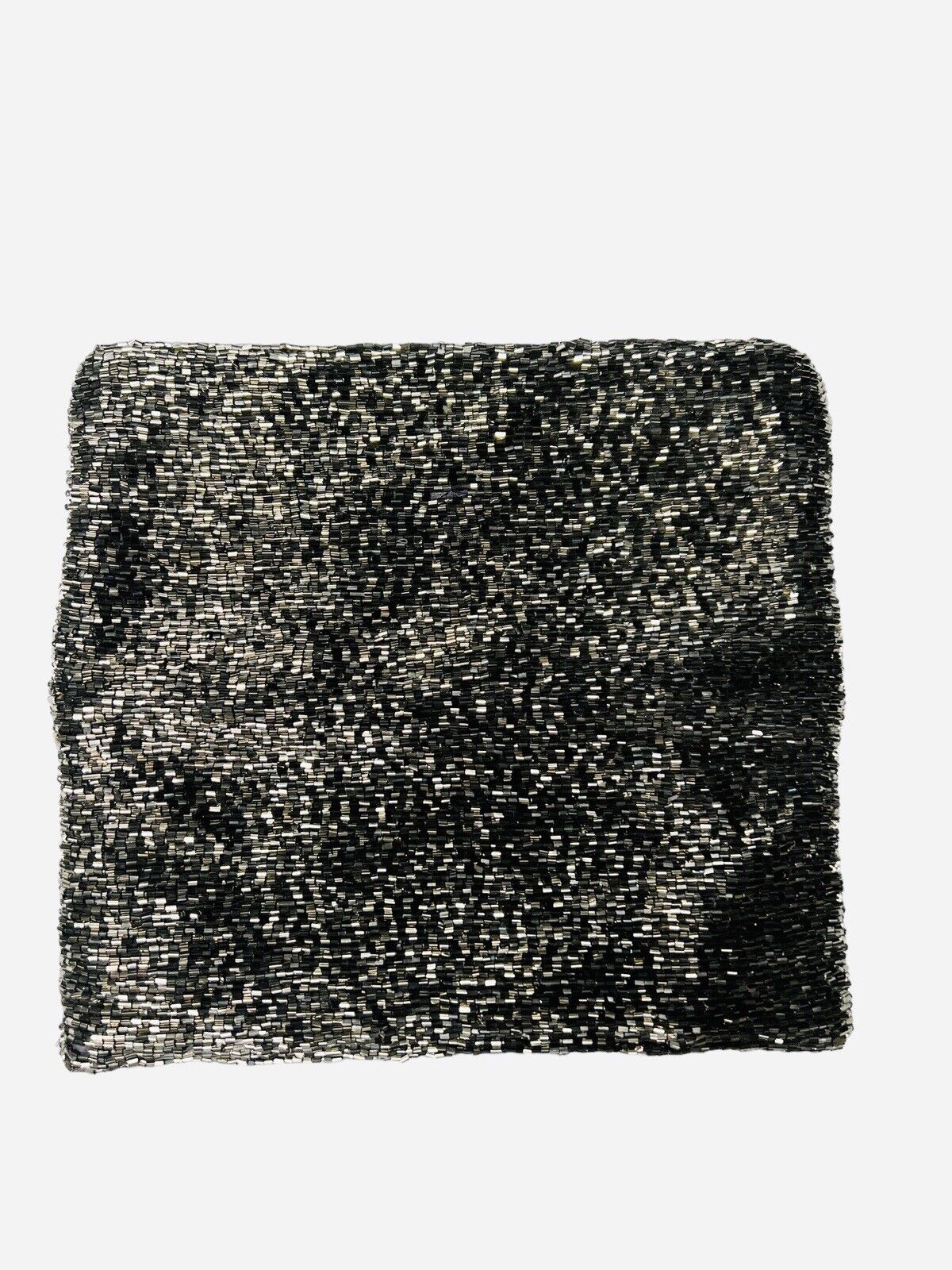 Moyna Fold-over Pewter Beaded Zip Clutch