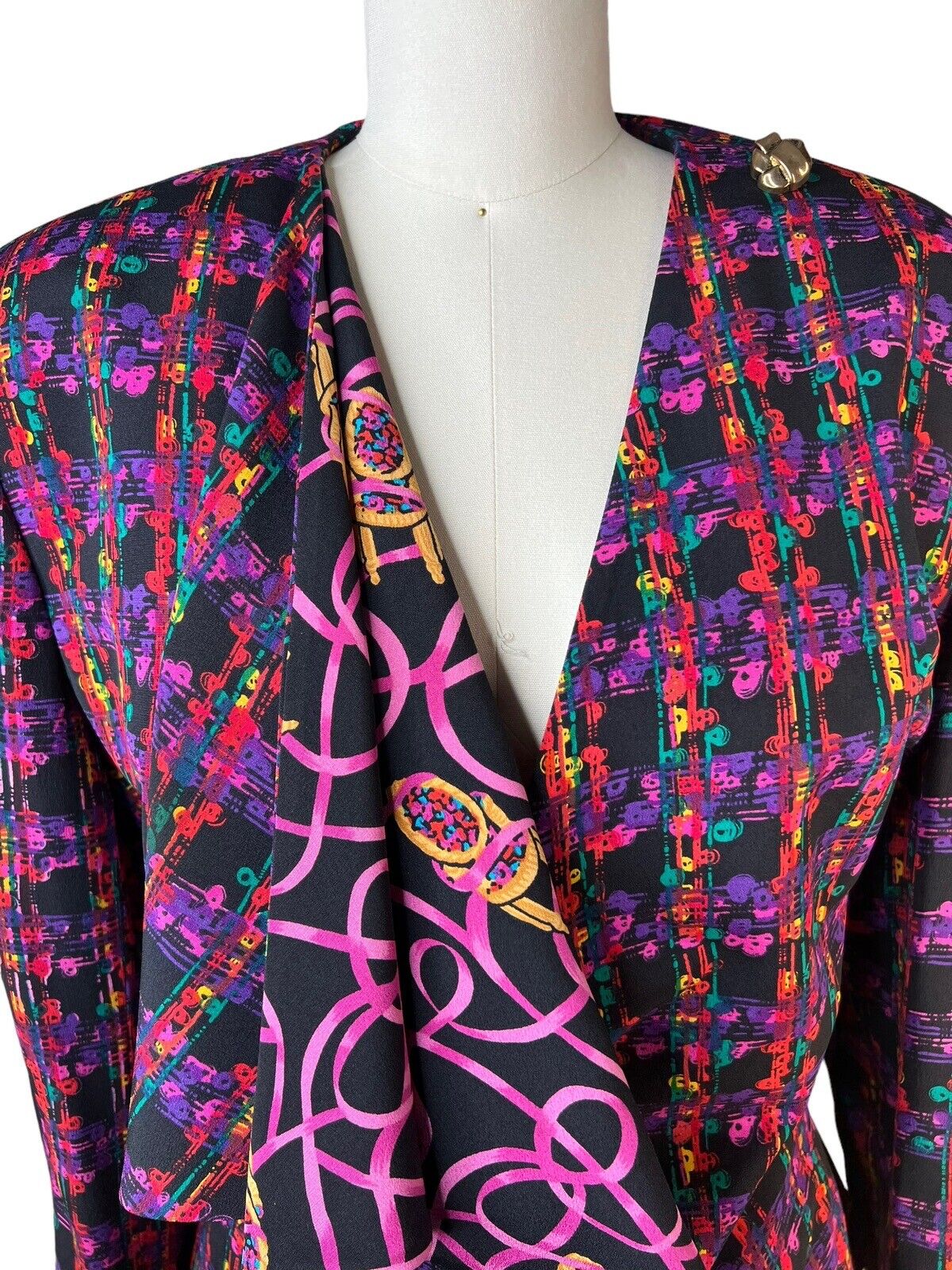 Tom Smith New York Abstract Checkerboard Asymmetric Silk Two-piece Suit Size 14